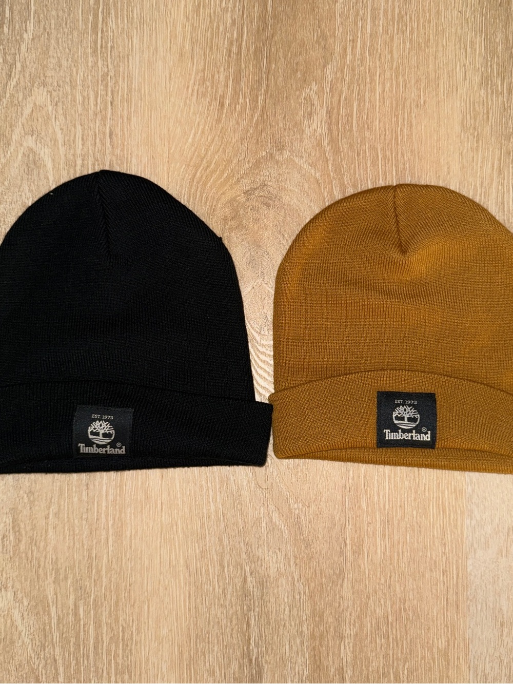 Timberland Black & Mustard Brown Beanie Hats Bundle